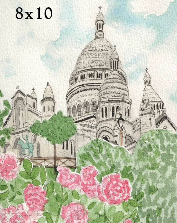 Sacre-Coeur watercolor print