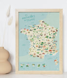 Fun poster map of France