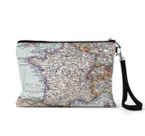 France Map Wristlet Travel Pouch Makeup Bag Electronics Bag