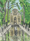 Medici Fountain in Luxembourg Garden watercolor print