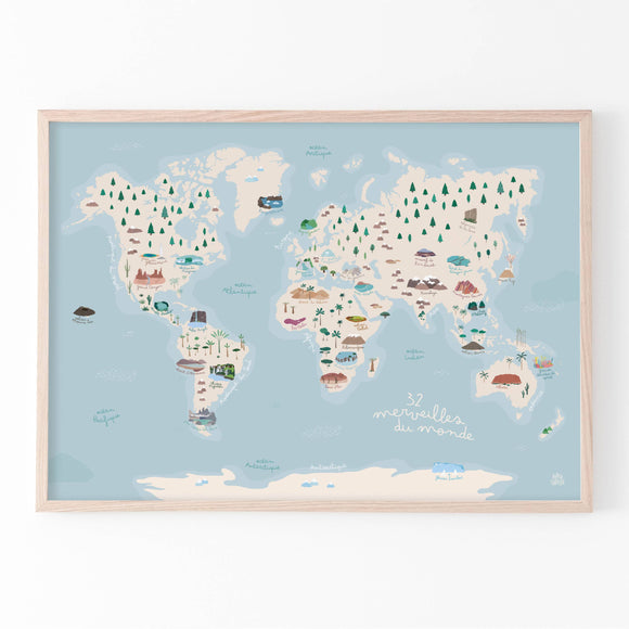 Playful world map world map children's poster