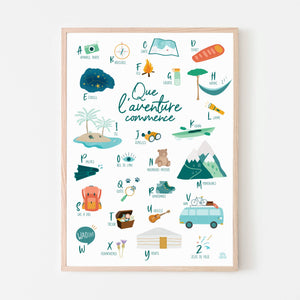 Adventurer's alphabet children's poster