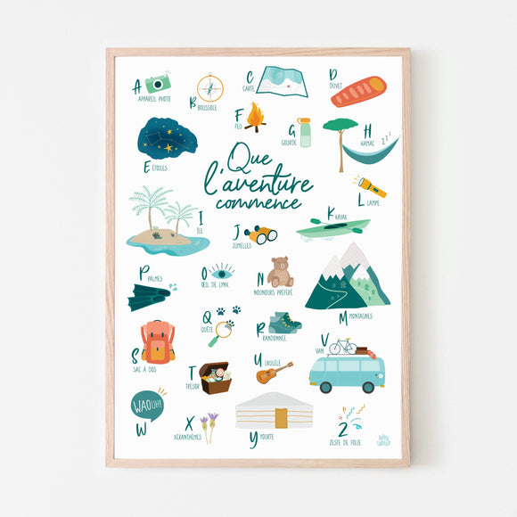 Adventurer's alphabet children's poster