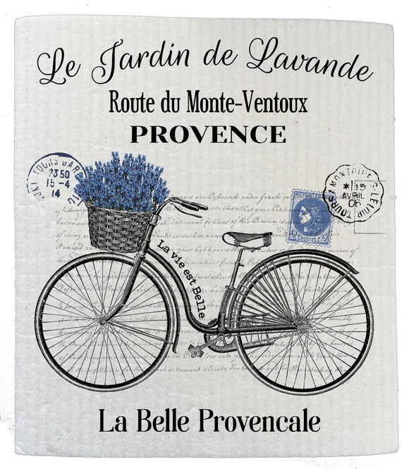 French Purple Lavender Bicycle Kitchen SWEDISH DISH CLOTHS