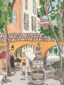 Menton, French Riviera watercolor print: 8x10